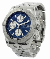 Blue Breitling A13356 Mens White Gold Watch