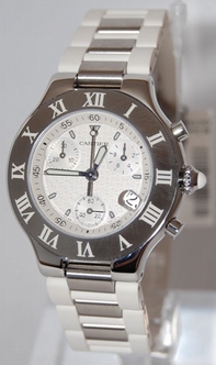 White Cartier W10184U2 Unisex Stainless Steel Watch