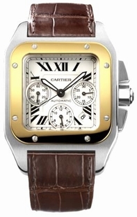 Silver Cartier W20091X7 Mens Yellow Gold Watch