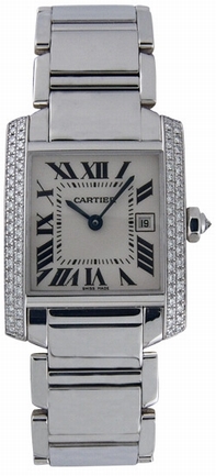 Cartier Tank Francaise WE1018S3 White Gold Case Swiss Watch