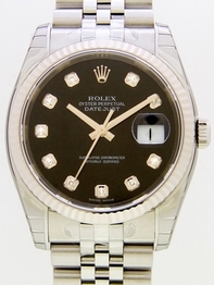 Black dial, Diamond markers Rolex 116234 Mens Stainless Steel Watch