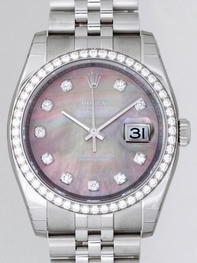 Rolex Datejust Mens 116244 Grey diamond hour markers Dial Watch