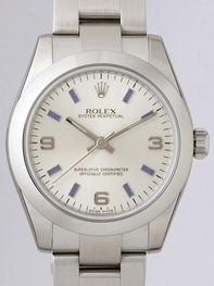 Rolex Oyster Date 177200 Silver,Arabic Bule Index Dial Dial Watch