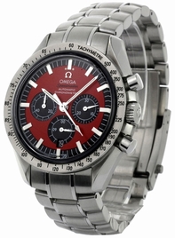 Red Dial Omega 3506.61.00 Mens Stainless Steel Watch