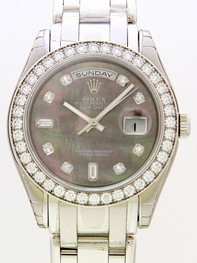 Rolex 18946 Black Mother of Pearl Diamond Dial Watch