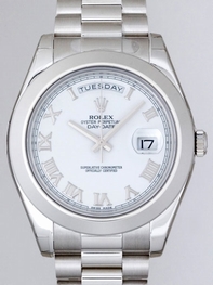 Rolex President Mens 218206 White Roman Dial Watch