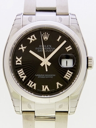 Black Roman Numeral Rolex 116200BKSBRO Mens Stainless Steel Watch