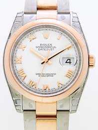 White Rolex 116201WRO Mens 18kt Rose Gold And Stainless Steel Watch