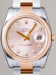 Rolex Datejust Mens 116201 18kt Rose Gold And Stainless Steel Case Swiss Watch