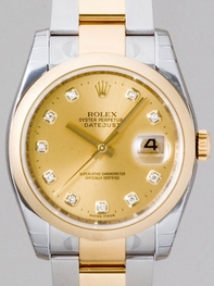 Gold/Champagne  Diamond Rolex 116203 Mens Stainless steel and 18K Yellow Gold Watch