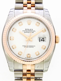 Rolex Datejust Mens 116231 White Diamond Dial Watch