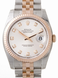 Rolex Datejust Mens 116231 Silver Diamonds Dial Watch