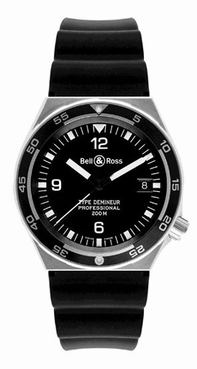 Black Bell Ross TYPE DEMINEUR Mens Stainless Steel Watch