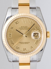 Rolex 116233 Yellow/ Champagne Sunburst Roman Watch