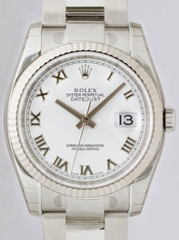 Rolex Datejust Mens 116234WRO White Roman Numeral Dial Watch