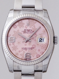 Pink Floral Rolex 116234 Unisex Stainless Steel Watch