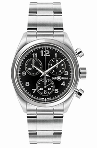 Bell Ross Mens Stainless Steel Watch Medium Chrono Black