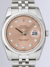 Automatic Rolex 116234 Mens Pink/Salmon Diamonds Watches