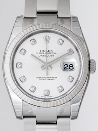 Silver Diamonds Rolex 116234 Mens Stainless Steel Watch