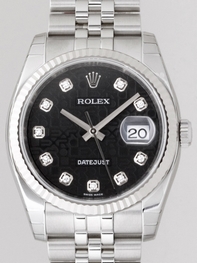 Rolex Datejust Mens 116234 Black Jubilee Diamonds Dial Watch