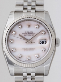 Pink MOP Diamonds Rolex 116234 Mens Stainless Steel Watch