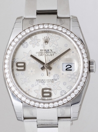 Automatic Rolex 116244 Mens Silver Floral Watches