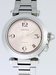 Pink Cartier W31075M7 Mens White Gold Watch