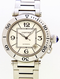 Cartier Pasha W31080M7 White Gold Case Swiss Watch