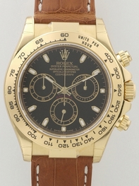 Black Index Rolex 116518 Mens 18kt Yellow Gold Watch