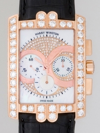 White Harry Winston 330.MCARL.W Womens 18k Pink Gold Set With Diamond Watch