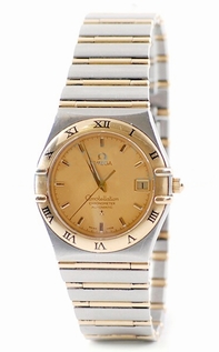 Champagne Omega 1202.10.00 Mens 18k Yellow Gold & Stainless Steel Watch