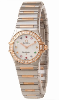 Omega Constellation Ladies 1368.79.00 White MOP Multi Coloured Gem Set Dial Watch