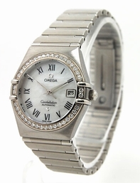 Omega Constellation Ladies 1497.61.00 Stainless Steel set with Diamonds Case Swiss Watch