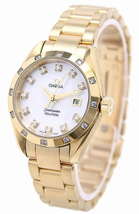 Quartz Omega 2075.75.00 Womens White Mother of Pearl Diamond Watches