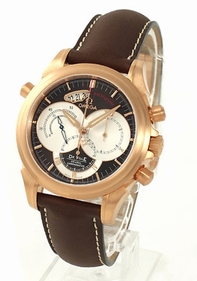 Brown with White subdials Omega 4648.60.37 Mens 18k Rose Gold Watch