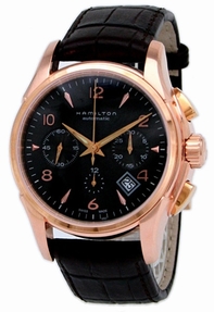 Black Hamilton H32646595 Mens Rose Gold-Plated Watch