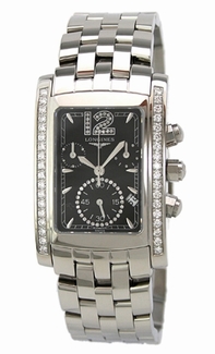 Black With Diamond Dial Longines L5.656.0.56.6 Mens Stainless Steel Watch