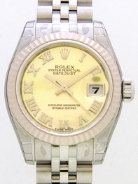 Rolex Datejust Ladies 179174 Yellow Dial Watch