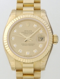 Rolex President Ladies 179178 Yellow Dial Watch