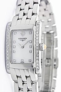 White Mother of Pearl Diamond Longines L5.158.0.94.6 Womens Stainless Steel set with Diamonds Watch