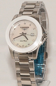 Quartz Longines L3.257.4.87.6 Womens White Mother of Pearl Diamond Watches