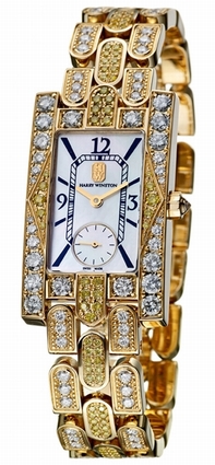 White Mother-of-Pearl Harry Winston 310-LQGG-M-A03-DY0-1 Womens 18K Yellow Gold Watch