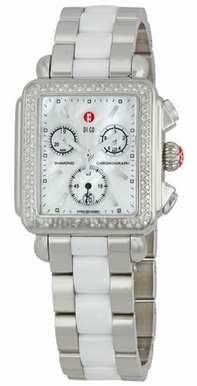 White Mother of Pearl Michele MWW06A000716 Womens Stainless Steel Watch