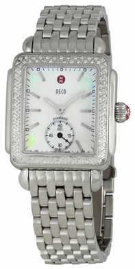 White Mother of Pearl Michele MWW06V000001 Womens Stainless Steel Watch