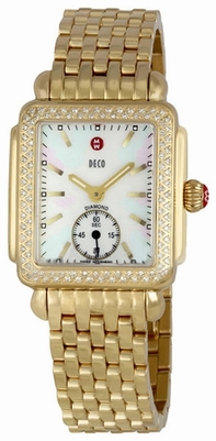 Womens Michele Deco 16 MWW06V000003 Gold Plated Stainless Steel Watch