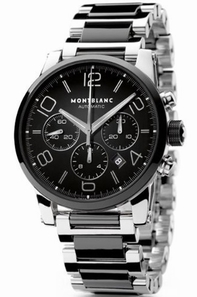 Mens Montblanc Time Walker 103094 Stainless Steel And Black Ceramic Watch