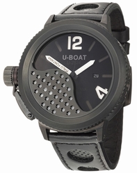 U-Boat Mens Stainless Steel Black Ion Plated Watch ECLIPSE-50-AB-BK-WH