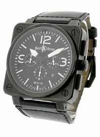 Mens Bell Ross BR01 BR-01-94-BLK-CAR-LS Stainless Steel Watch