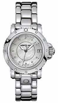 White Mother of Pearl Diamond Montblanc 102362 Womens Steel Watch