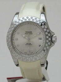 Tudor Glamour Date-Day Lady 79420 Silver with applied square hour markers and luminescent hands Dial Watch